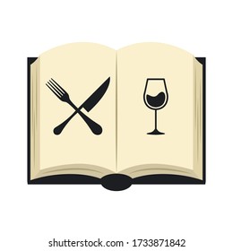 Libro abierto. Línea de menú del restaurante de ilustración del vector