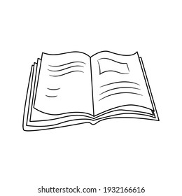 Open Book vector illustration, simple hand drawn educational object Line Icon 