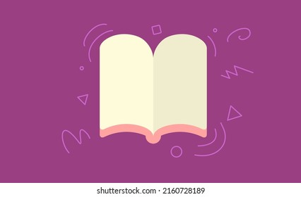 Open Book. Vector Illustration. Simple, Modern Style. Background For Cover, Poster, Animation.