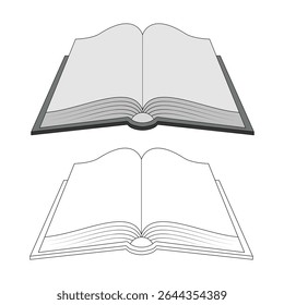 Open Book Vector Illustration. This vector illustration showcases two versions of an open book viewed from the front.