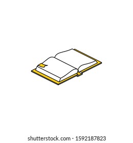 Open book. Vector line, 3d stroke isometric, color web icon, new flat style. Creative illustration design, abstract idea for infographics.