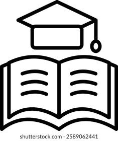 Open Book Vector Line Icon Design
