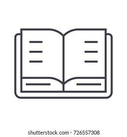open book vector line icon, sign, illustration on background, editable strokes