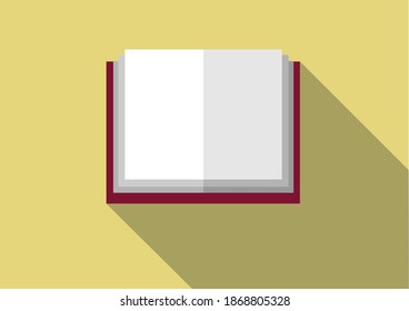 Open book, vector logo in flat design with shadow