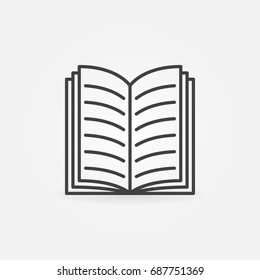 Open book vector minimal outline icon or symbol
