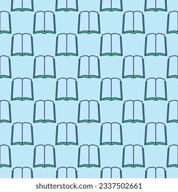 Open Book vector Reading concept colored seamless pattern 