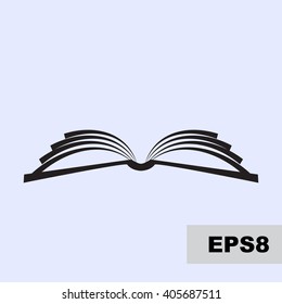 Open book vector simple icon. Magazine, library or school logo isolated, education symbol. 