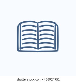 Icono de esbozo de vector de libro abierto aislado en segundo plano. Dibujo mano Icono de libro abierto. Icono de esbozo de libro para infografía, sitio web o aplicación.