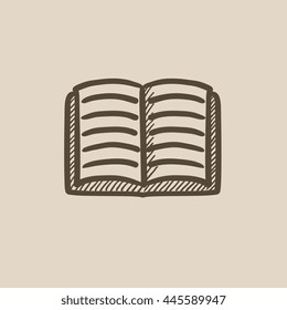 Open book vector sketch icon isolated on background. Hand drawn Open book icon. Open book sketch icon for infographic, website or app.