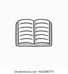 Open Book Vector Sketch Icon Isolated On Background. Hand Drawn Open Book Icon. Open Book Sketch Icon For Infographic, Website Or App.