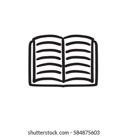 Open book vector sketch icon isolated on background. Hand drawn Open book icon. Open book sketch icon for infographic, website or app.