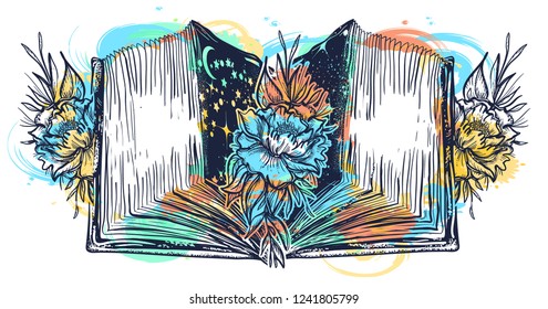 Open book vector tattoo art 