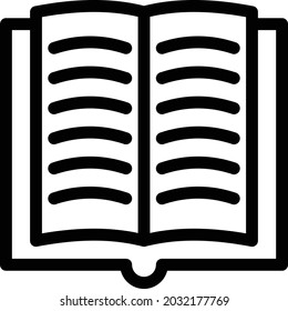 Open Book Vector Thin Line Icon