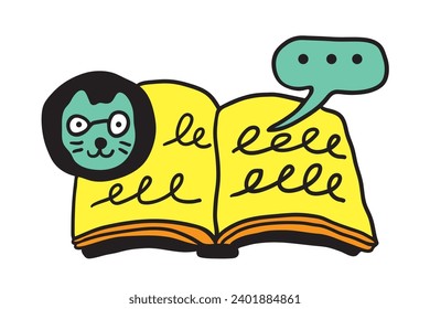 open book in vector.business icon receiving information in doodle style. linear illustration infographics. Template for logo sticker poster icon app website. Business icon series