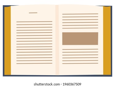 Open book. View from above. Isolated vector illustration on white background