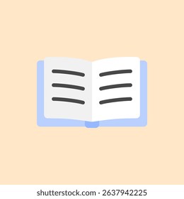 An open book with visible pages, shown in clean flat style. Great for reading apps, study tools, or library visuals