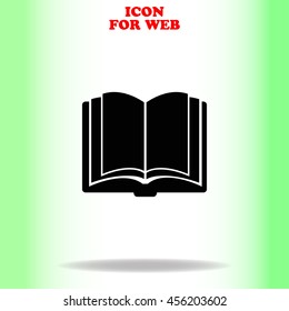 Open book web icon. Black illustration on white background