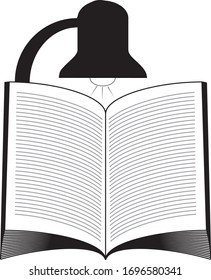 open book whit a lamp above page illustration library