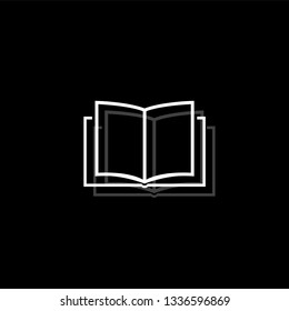 Open book. White flat simple icon with shadow