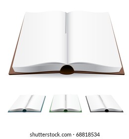 Open book with white pages. Vector illustration on white.