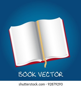 open book with white papers over blue background. vector