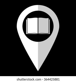 Open book - white vector icon;  map pointer