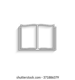 Open book - white vector icon  with  shadow