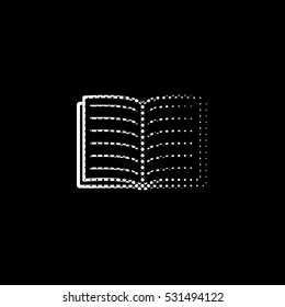 Open book - white vector icon ; halftone illustration