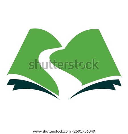 Open Book with Winding Path Logo – Education, Growth, and Knowledge Journey Concept