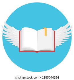 Open Book with wings Flat Design Icon