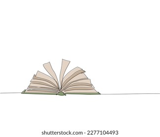 Libro abierto en forma de Y, cuaderno, diario de una línea de arte coloreado. Dibujo continuo en color de línea de libro, biblioteca, educación, escuela, literatura, papel, libro de texto, conocimiento, lectura, aprendizaje, página, lectura.