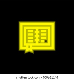 Open book yellow glowing neon ui ux icon. Glowing sign logo vector