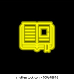Open book yellow glowing neon ui ux icon. Glowing sign logo vector