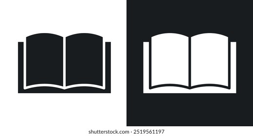 Abra el conjunto de iconos de Vector de línea de libro en estilo sólido y de contorno.