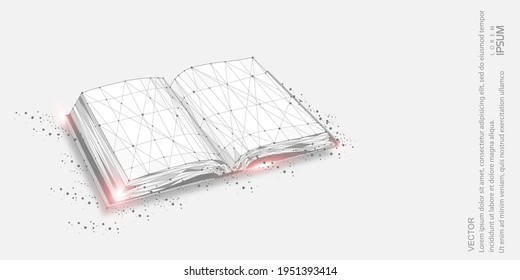 Open book.Polygonal book.Educational concept.White sheet of paper.Vector illustration.