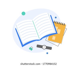 Abrir libro,Leer libros,Icono de diseño plano ilustración vectorial