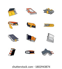 open books different angle cartoon stock vector set