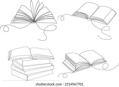 abrir libros dibujando una línea continua, vector