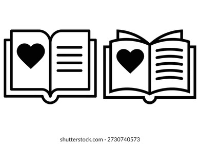 Libros abiertos con corazones y líneas de texto amor lectura