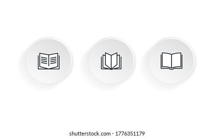 Open books icon set. Vector on isolated white background. EPS 10