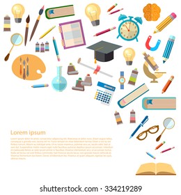Open books and icons of education concept back to school power of knowledge effective education vector illustration  