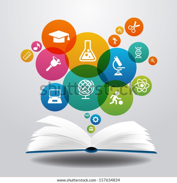 Libros Abiertos E Iconos De La Ciencia El Concepto De Educacion Moderna File Se Guarda En