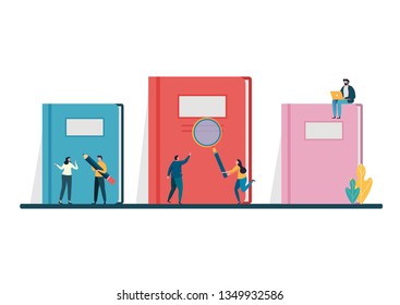 Open books imagination concept. World Book Day, 23 April. education, consulting, college, school. Flat vector illustration modern character design. For a landing page, banner, flyer, web page.