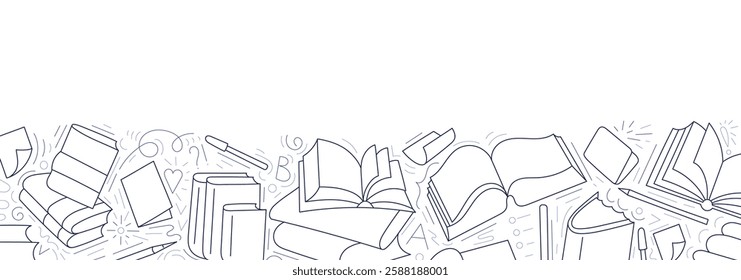 Open books for library, lesson at school, lecture design. Art doodle sketch for education template on transparent background. Vector graphic illustration. Editable thin stroke - Powered by Shutterstock - Get 15% off with code: PIKWIZARD15