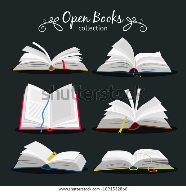 本を開く 百科事典とノートブックのページ間にブックマークを付けた新しいオープンブックセット 辞書と教科書のアイコン 予約物語のベクターイラスト のベクター画像素材 ロイヤリティフリー