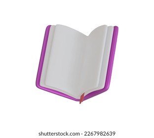 Öffnen Sie Bücher oder Notizblock mit Lesezeichen in 3d-realistischer Stil. Kollektion süße glänzende Design-Elemente. Konzept für Bildung, Lernen. Vektorgrafik