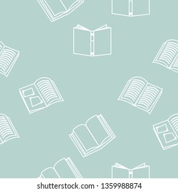 open books outline Seamless pattern