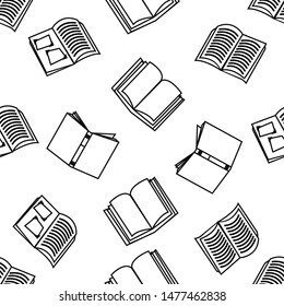 open books with outline Seamless pattern
