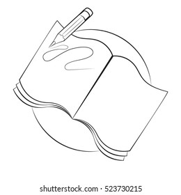 Open Books with pencil. Drawing sketch vector illustration
