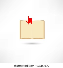 open boook with hand and bookmark